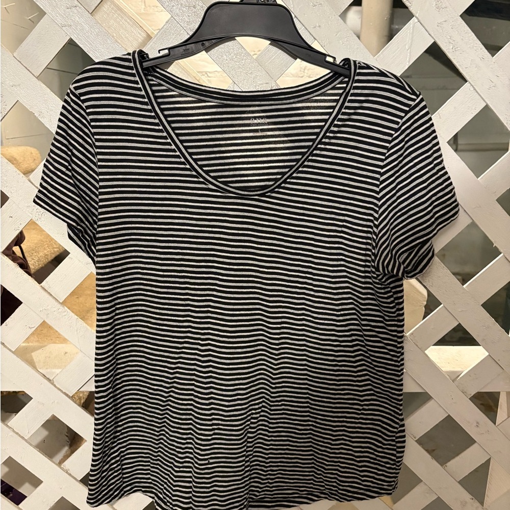 Black and White Striped Women's Top